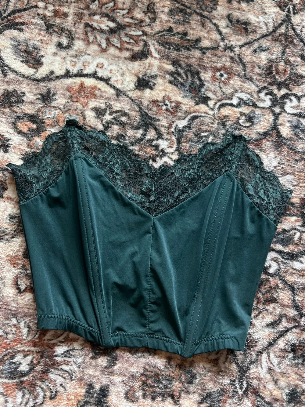 Free People dark green Lace Bustier top